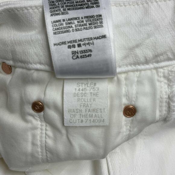 Mother The Roller Fray Fairest Of Them All Wide Leg White Denim Jeans Sz 26 NWT - Picture 12 of 15
